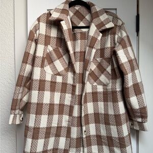 Plaid Brown and Cream Women's Jacket